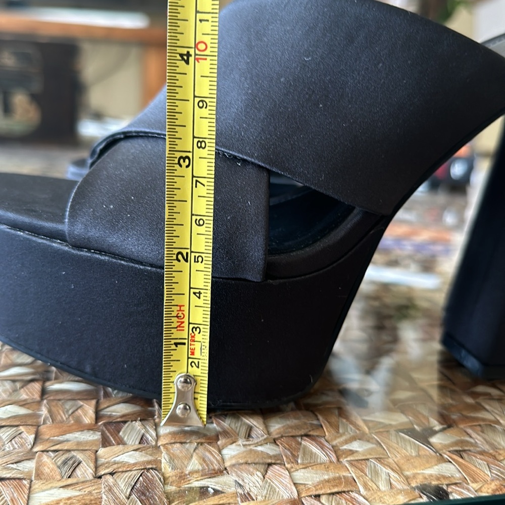 Zara black platform heels slide one 7.5 - Picture 6 of 7